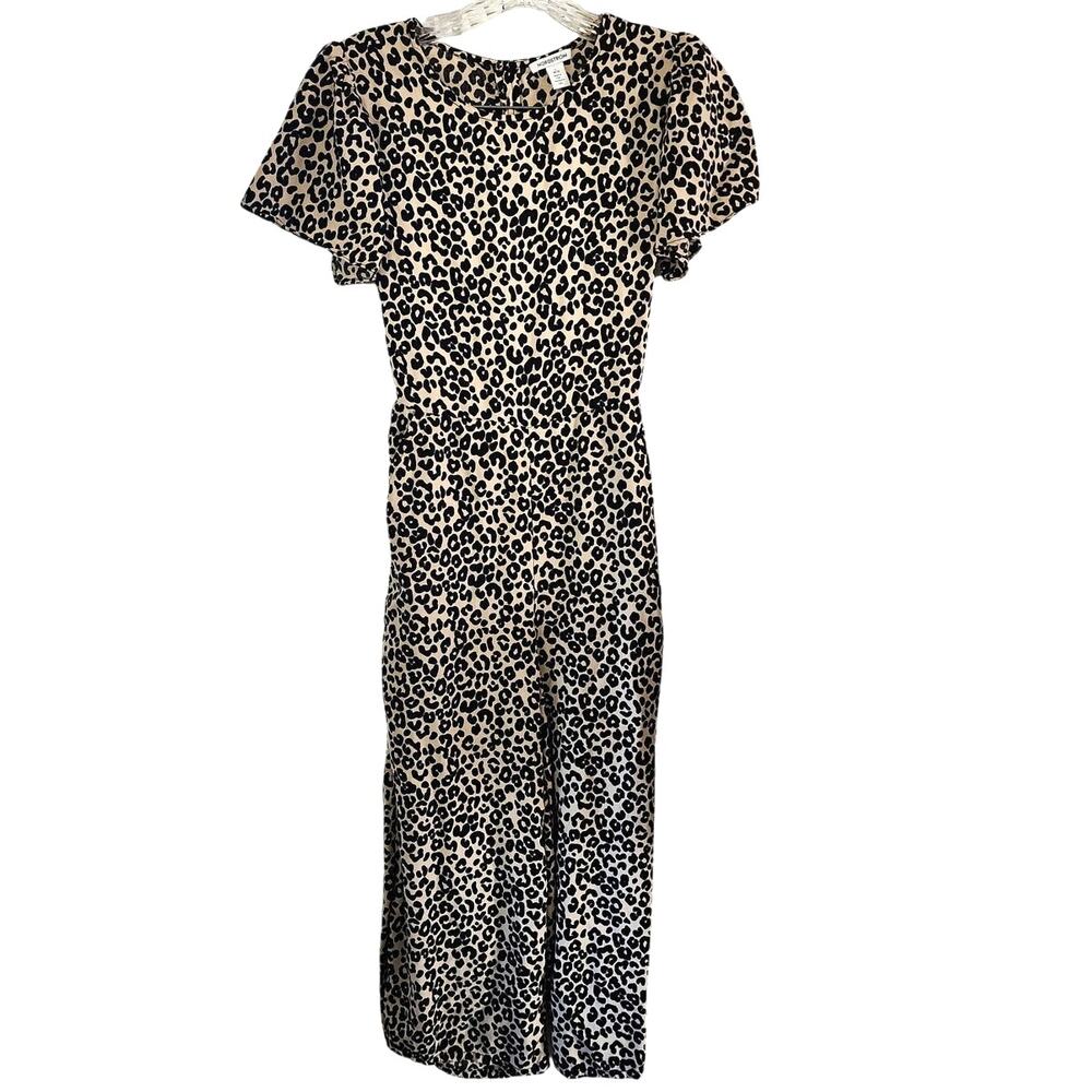 Nordstrom Girls Open Back Cheetah Animal Print Jumpsuit Large 10/12